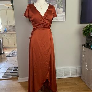 Copper Satin Wrap Gown